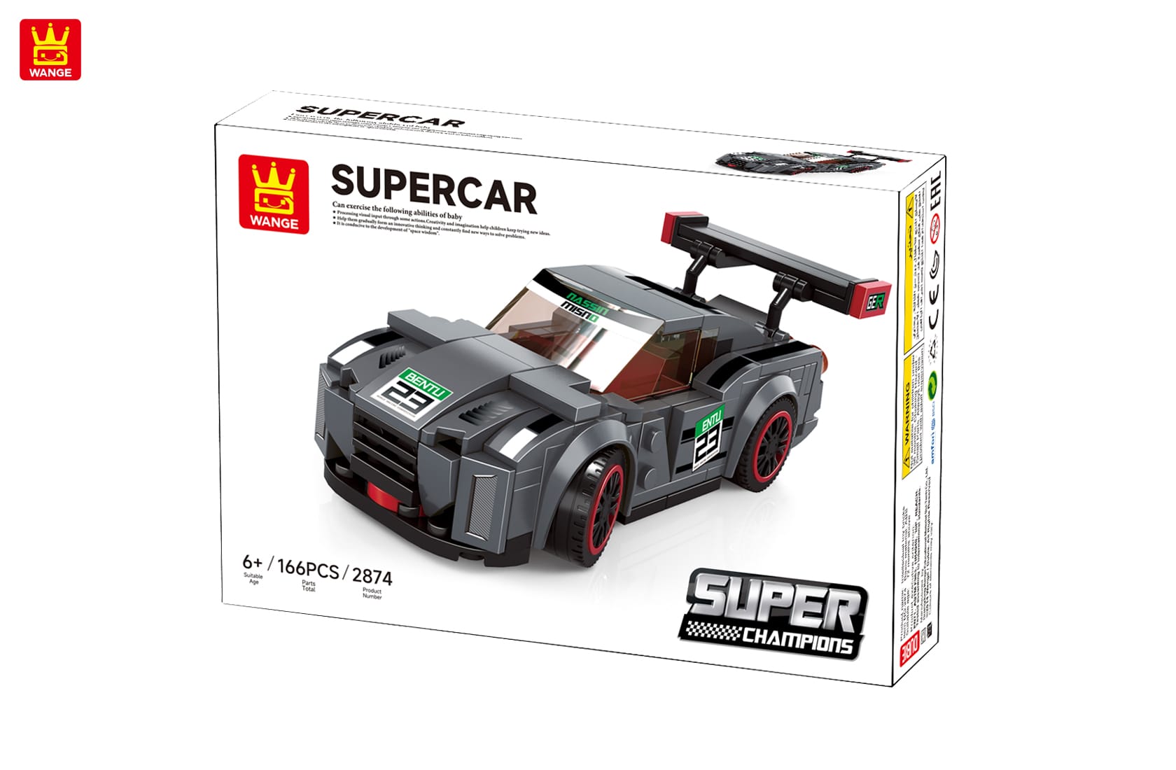 2874-wange-02 Supercar grise briques style Concept Car - 190 pièces | Bricabrix – Image 2