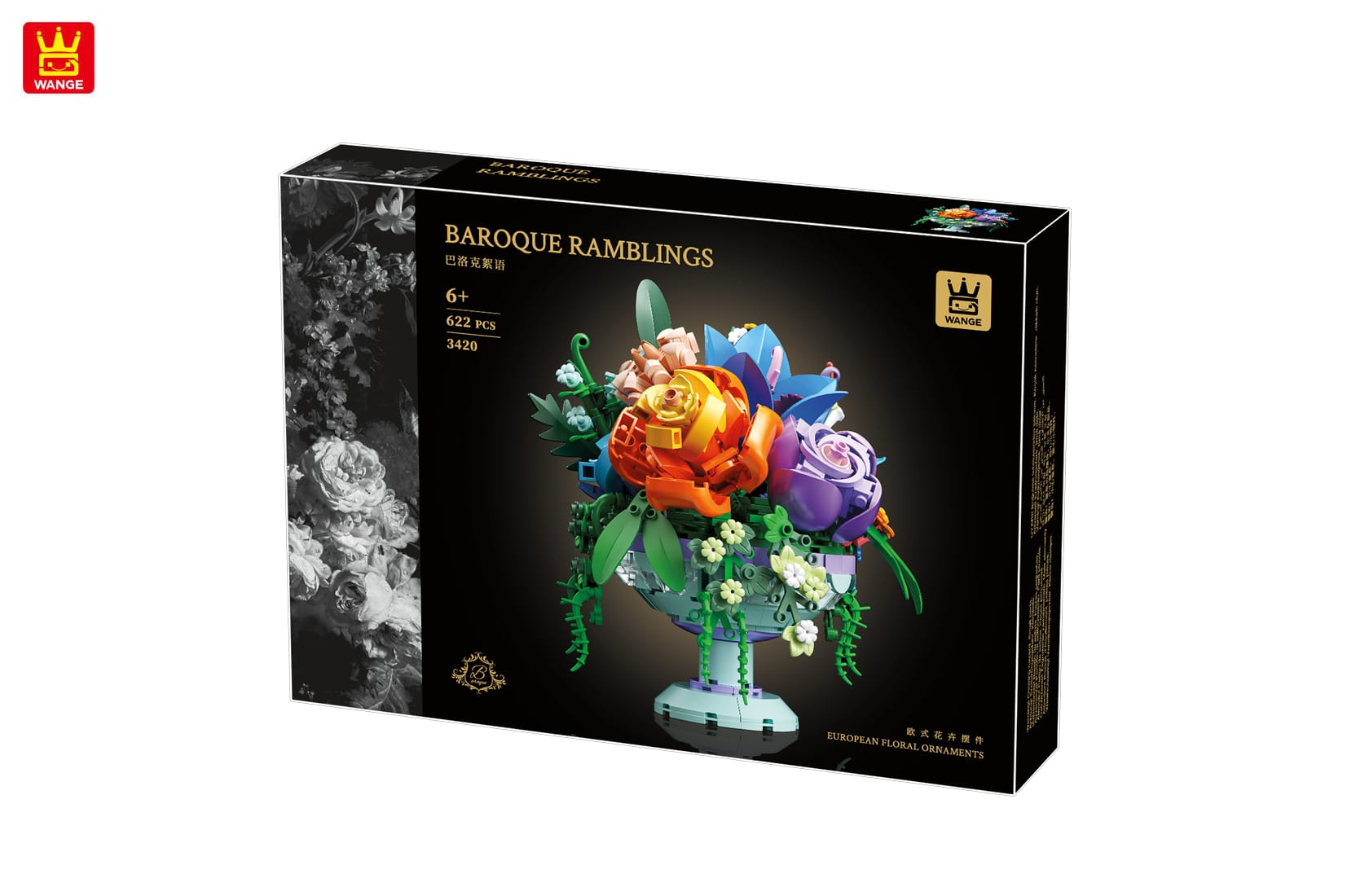 3420-wange-02 Tableau fleurs briques 3D Baroque - Kit 820 pièces | Bricabrix – Image 2